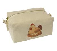 Azeeda 'Hen Sitting on Nest' Canvas Wash Bag/Makeup Case (CS00046087)