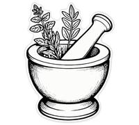 Azeeda 'Herb Mortar and Pestle' Clear Premium Vinyl Decal Stickers - Waterproof, Durable & Easy to Apply - for Car Bumpers, Windows, Bins & More - XXL (720mm) (DC00158510)