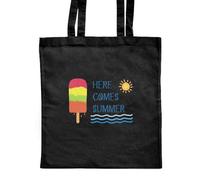 Azeeda 'Here Comes Summer' Classic Black Tote Shopper Bag (ZB00034164)