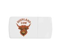 Azeeda 'Highland Cattle Head' Pill Box with Tablet Splitter (PI00037327)