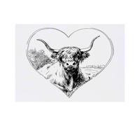 Azeeda 'Highland Cow in Heart' Temporary Tattoo - A6 (TO00098639)