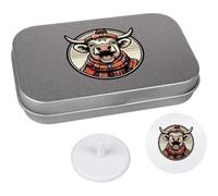 Azeeda 'Highland Cow In Tartan' Golf Markers Gift Set (GO00077657)
