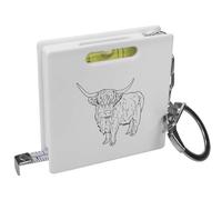 Azeeda 'Highland Cow' Keyring Tape Measure/Spirit Level Tool (KM00025028)