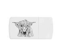 Azeeda 'Highland Cow Line Drawing' Pill Box with Tablet Splitter (PI00038370)