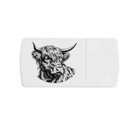 Azeeda 'Highland Cow Portrait' Pill Box with Splitter (PI00045435)