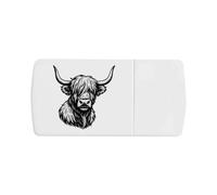 Azeeda 'Highland Cow Portrait' Pill Box with Tablet Splitter (PI00042856)