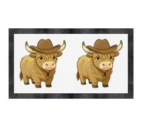 Azeeda 'Highland Cow Wearing Cowboy Hat' Pet Feeding Mat (PM00036184)
