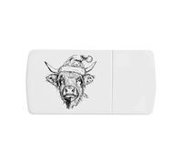 Azeeda 'Highland Cow Wearing Santa Hat' Pill Box with Tablet Splitter (PI00036053)