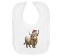 Azeeda 'Highland Cow Wearing Santa Hat' Soft Cotton Baby Bib (BI00067961)