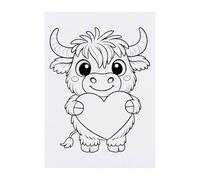 Azeeda 'Highland Cow With Heart' Temporary Tattoo - A6 (TO00100001)