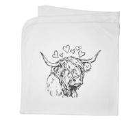 Azeeda 'Highland Cow with Hearts' Cotton Baby Blanket/Shawl (BY00045022)