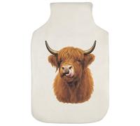 Azeeda 'Highland Cow with Its Tongue Out' Hot Water Bottle Cover (HW00044204)