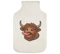 Azeeda 'Highland Cow with Tongue Sticking Out' Hot Water Bottle Cover (HW00045156)