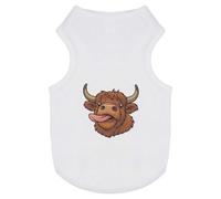 Azeeda 'Highland Cow with Tongue Sticking Out' Pet Dog/Cat T-Shirt, L (PT00168895)