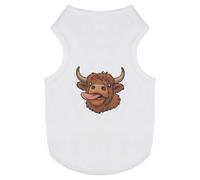 Azeeda 'Highland Cow with Tongue Sticking Out' Pet Dog/Cat T-Shirt, XS (PT00168892)