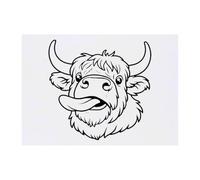 Azeeda 'Highland Cow with Tongue Sticking Out' Temporary Tattoo - Water Resistant, Skin-Safe, Non-Toxic Transfer (TO00092919)