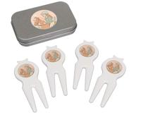 Azeeda 'Horse Rider' Golf Divot Tool Set (GO00068967) | Set of 4 in a Matching Tin for Golfers, Tournaments and Gifts