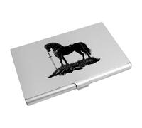 Azeeda 'Horse Silhouette Standing on Grass' Business Card Holder/Credit Card Wallet (CH00046753)