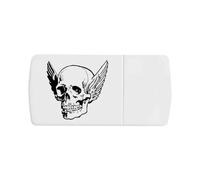 Azeeda 'Human Skull with Wings' Pill Box with Tablet Splitter (PI00038434)