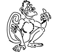 Azeeda 'Hungry Monkey' Reusable Stencil - Durable Decorative Template for Painting and Spraying on Walls, Tiles, Wood, Fabric & Craft Projects - S (A6) (WS00065113)