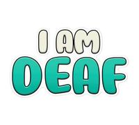 Azeeda 'I Am Deaf' White Premium Vinyl Decal Sticker - Waterproof, Durable & Easy to Apply - Ideal for Car Bumpers, Windows, Bins and More - Large (210mm) (DW00087790)