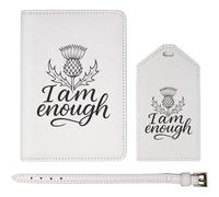 Azeeda 'I Am Enough Scottish Thistle' Passport Cover & Luggage Tag Travel Set (PA00039282)