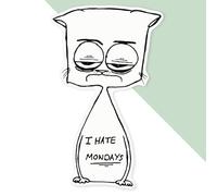 Azeeda 'I Hate Mondays Cat' Premium Vinyl Decal Sticker - Waterproof, Durable & Easy to Apply - Ideal for Cars, Windows, Bins and More - 720mm (XXL) (DW00153223)