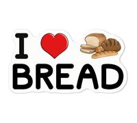 Azeeda 'I Love Bread' White Premium Vinyl Decal Sticker - Waterproof, Durable & Easy to Apply - for Car Bumpers, Windows, Bins & More - Medium (100mm) (DW00066350)