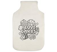 Azeeda ' I Love Carbs Food Design' Hot Water Bottle Cover (HW00042305)