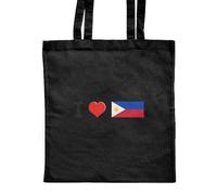 Azeeda 'I Love The Philippines' Classic Black Tote Shopper Bag (ZB00018044)