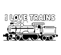 Azeeda 'I Love Trains' Reusable Stencil - Durable Decorative Template for Painting and Spraying on Walls, Tiles, Wood, Fabric & Craft Projects - XL (A3) (WS00081057)