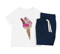 Azeeda 'Ice Cream Cone' Kids Cotton Pyjama Set - Comfortable Children's Nightwear, Sleepwear and Loungewear - Unisex for Boys and Girls - Navy, 7-8 Years (KP00268432)
