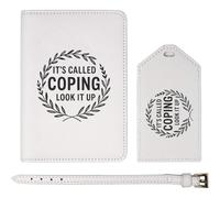 Azeeda 'It's Called Coping. Look It Up' Passport Cover & Luggage Tag Travel Set (PA00035461)