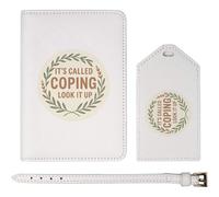 Azeeda 'It's Called Coping. Look It Up' Passport Cover & Luggage Tag Travel Set (PA00035462)