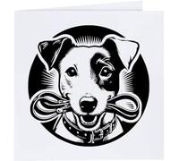Azeeda 'Jack Russell Holding Leash' Blank Greeting Card (GC00087409)