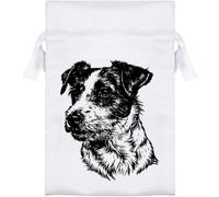Azeeda 'Jack Russell Portrait' Satin Gift Bag - 15cm (SB00162988) | Drawstring Gift Pouch for Wedding Favours, Jewellery and Parties