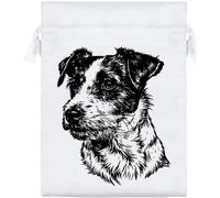 Azeeda 'Jack Russell Portrait' Satin Gift Bag - 20cm (SB00162990) | Drawstring Gift Pouch for Wedding Favours, Jewellery and Parties
