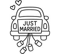 Azeeda 'Just Married Car' Unmounted Rubber Stamp - for Crafting, Scrapbooking and Card Making - Size A7 (RS00062169)