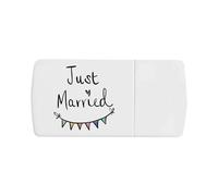Azeeda 'Just Married with Colourful Bunting' Pill Box with Tablet Splitter (PI00037733)