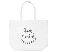 Azeeda 'Just Married With Colourful Bunting' Tote Shopping Bag For Life (BG00085975)