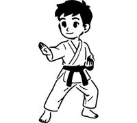 Azeeda 'Karate Boy' Reusable Stencil - Durable Decorative Template for Painting and Spraying on Walls, Tiles, Wood, Fabric & Craft Projects - S (A6) (WS00070841)