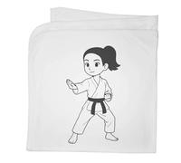 Azeeda 'Karate Girl' Baby Blanket - White (BY00043366)