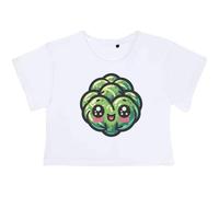 Azeeda 'Kawaii Brussels Sprout' Adult Crop Top - White, XS (CO00134896)