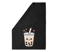 Azeeda 'Kawaii Bubble Tea' Black Cotton Tea Towel/Dish Cloth (TW00080005)