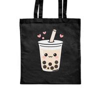 Azeeda 'Kawaii Bubble Tea' Classic Black Tote Shopper Bag (ZB00031499)