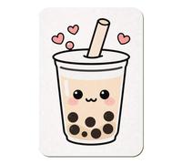 Azeeda 'Kawaii Bubble Tea' Rectangular Fridge Magnet - Decorative Refrigerator & Whiteboard Magnet for Home, Kitchen or Office - 70mm x 49mm (FM00064475)