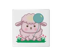 Azeeda 'Kawaii Lamb with Balloon' 108mm Square Ceramic Tile (TD00044049)