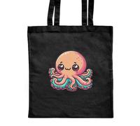 Azeeda 'Kawaii Octopus Baby' Classic Black Tote Shopper Bag (ZB00021740)