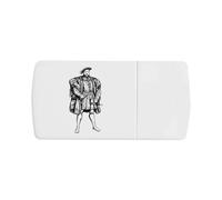 Azeeda 'King Henry VIII' Pill Box with Splitter (PI00046992) | Compact Medicine Organiser / Tablet Cutter for Home and Travel