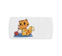 Azeeda 'Kitten Playing with Wool' Pill Box with Tablet Splitter (PI00043346)